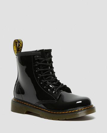 Botas con Cordones Dr Martens Junior 1460 Charol Cuero Niños Negros | MX 138TCE